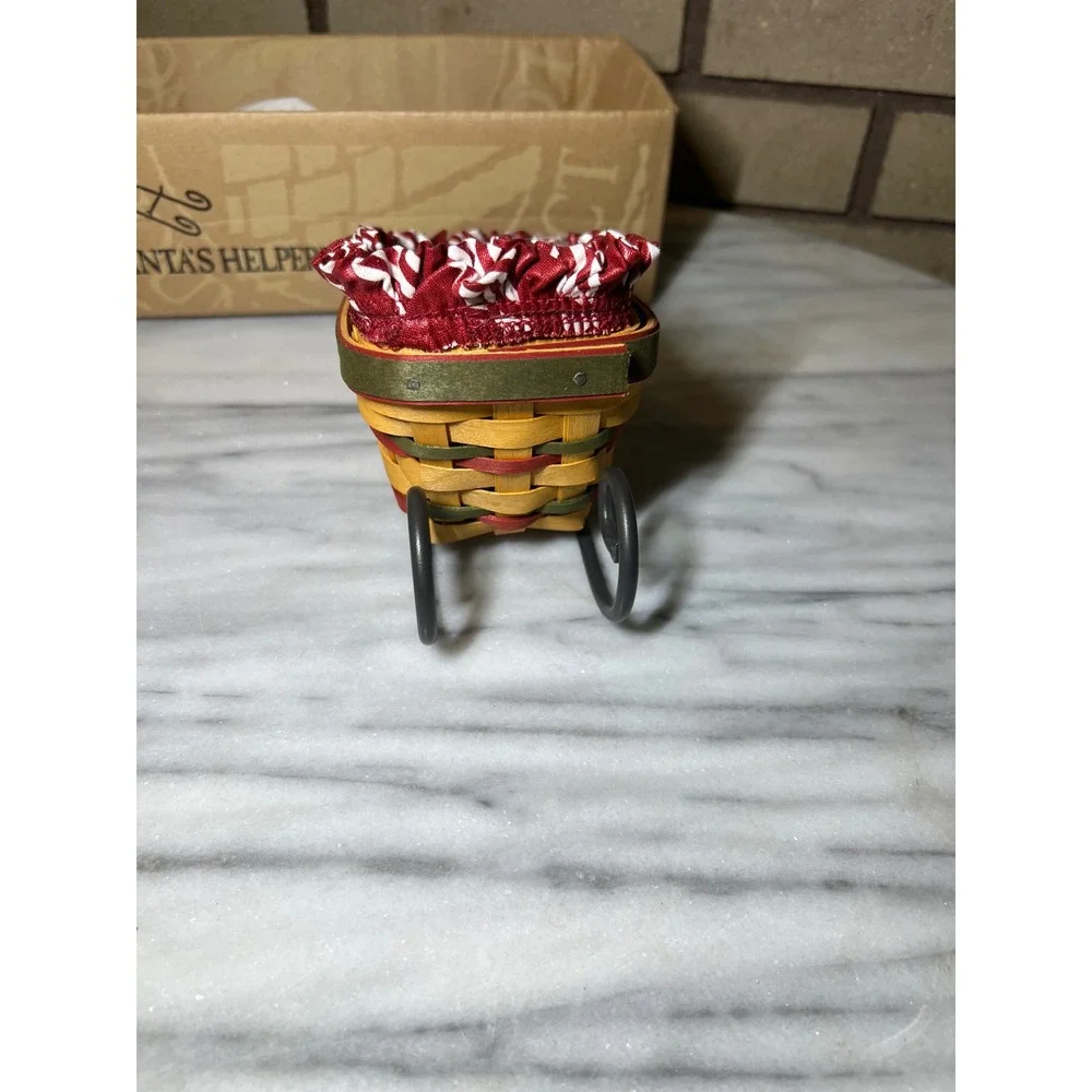Longaberger Santas Helper Sleigh Basket 1999 Red Green Wrought Iron Runners Box